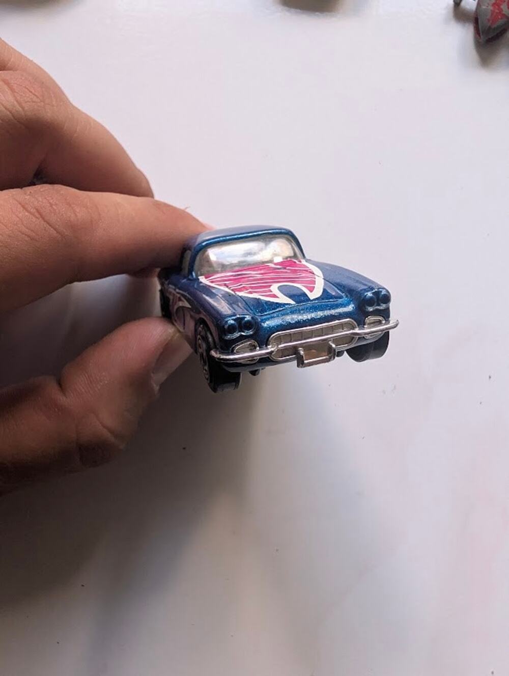Matchbox 1962 Chevy Corvette Metallic Blue Pink Flames Diecast 1982 Base Loose